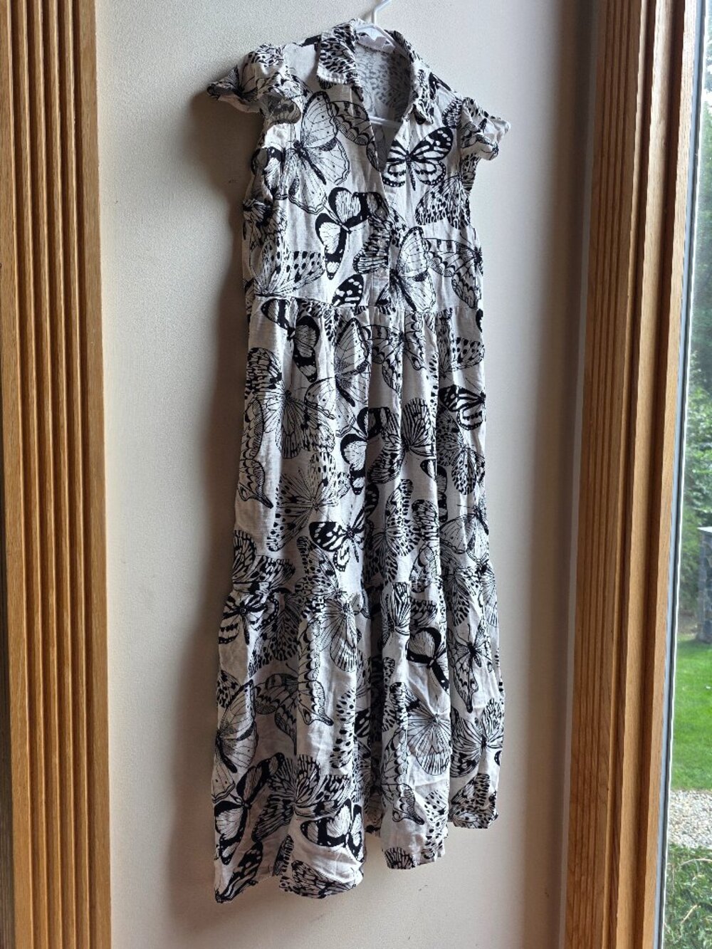 Jane and Delancey Black And White Ruffle Sleeveless Midi Summer Dress Size Small